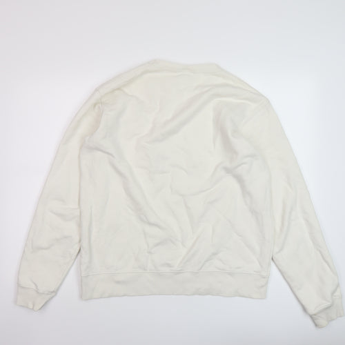Zara Mens Ivory Cotton Pullover Sweatshirt Size L