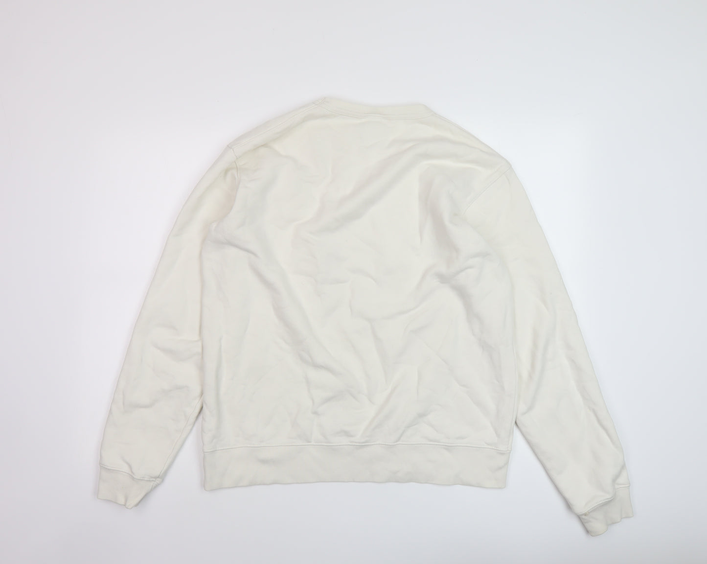 Zara Mens Ivory Cotton Pullover Sweatshirt Size L