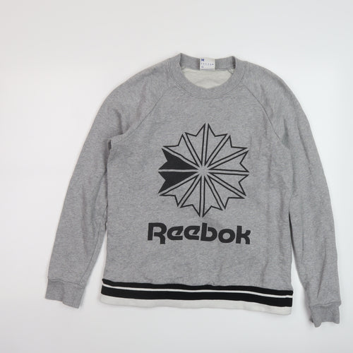 Reebok Womens Grey Cotton Pullover Sweatshirt Size M Pullover