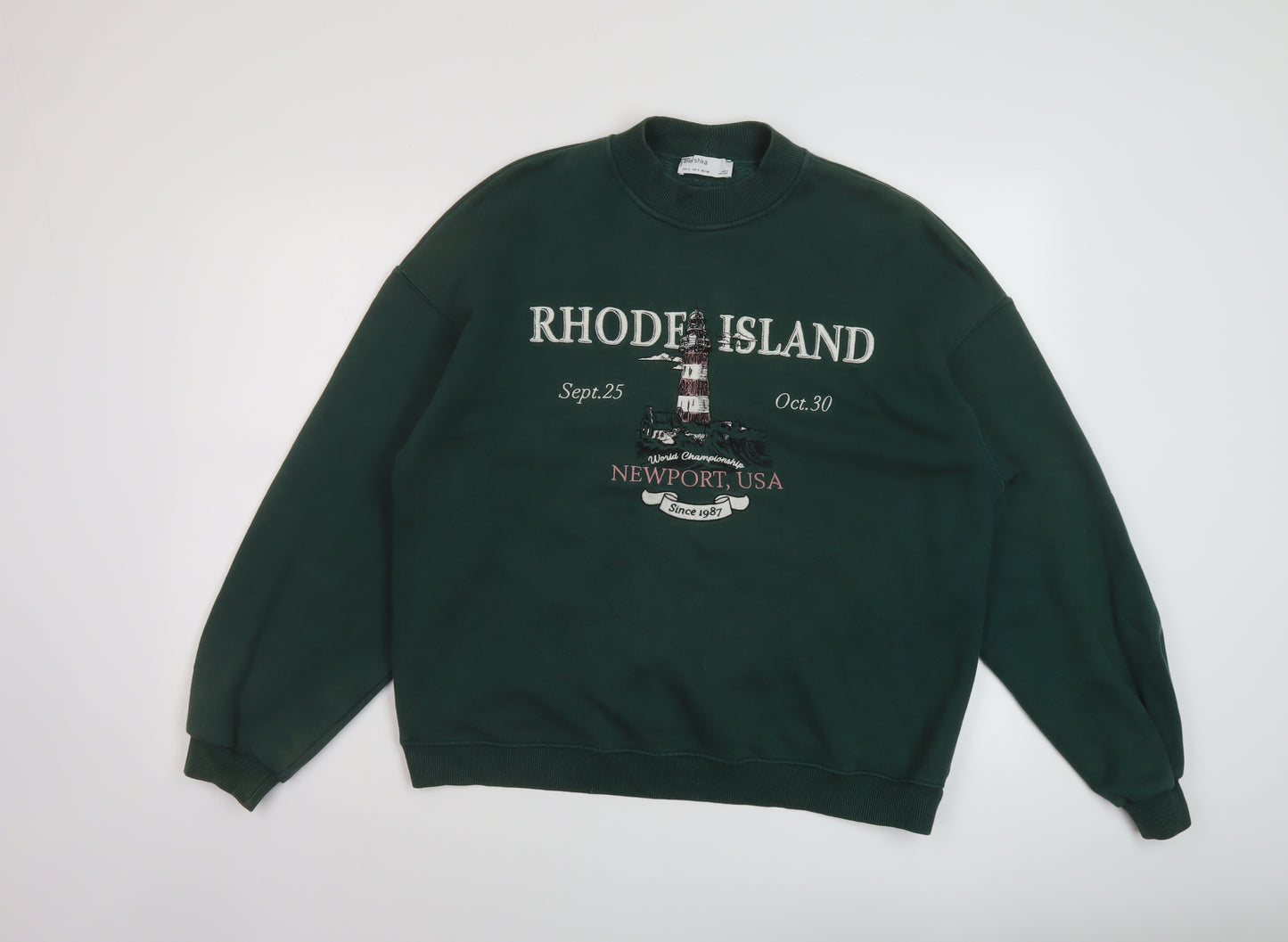 Bershka Womens Green Cotton Pullover Sweatshirt Size S Pullover - Rhode Island