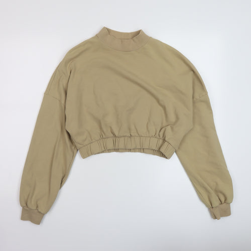 Bershka Womens Beige Cotton Pullover Sweatshirt Size M Pullover