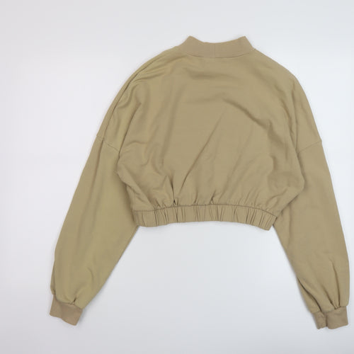Bershka Womens Beige Cotton Pullover Sweatshirt Size M Pullover