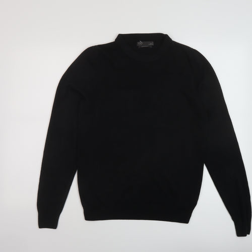 Marks and Spencer Mens Black Crew Neck Acrylic Pullover Jumper Size S Long Sleeve