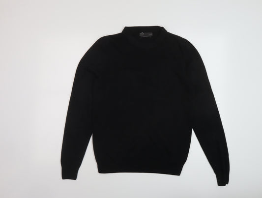 Marks and Spencer Mens Black Crew Neck Acrylic Pullover Jumper Size S Long Sleeve