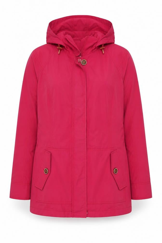 Front view of Lakeland women’s pink jacket, size UK 14, zip