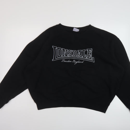 Lonsdale Womens Black Polyester Pullover Sweatshirt Size 14 Pullover