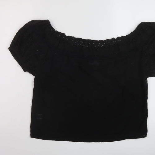 NEXT Womens Black Cotton Basic Blouse Size 10 Square Neck