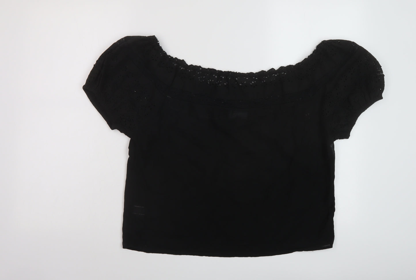 NEXT Womens Black Cotton Basic Blouse Size 10 Square Neck
