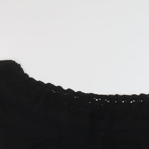 NEXT Womens Black Cotton Basic Blouse Size 10 Square Neck