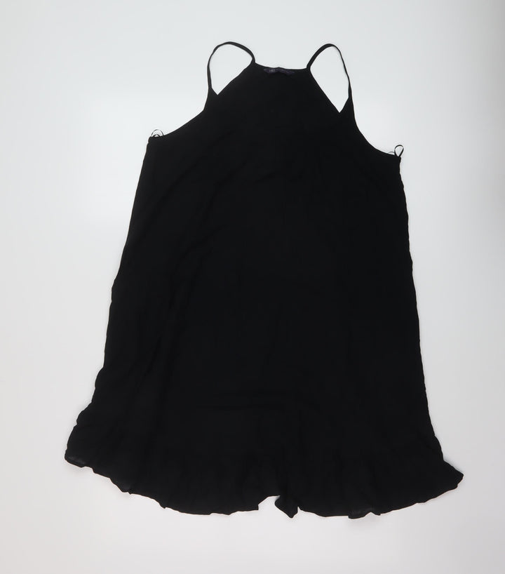 Marks and Spencer Womens Black Viscose A-Line Size 8 Square Neck Pullover