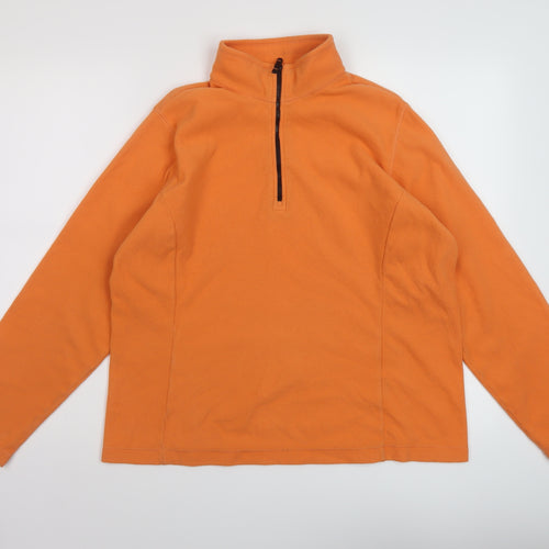 Land's End Womens Orange Polyester Pullover Sweatshirt Size 10 Zip