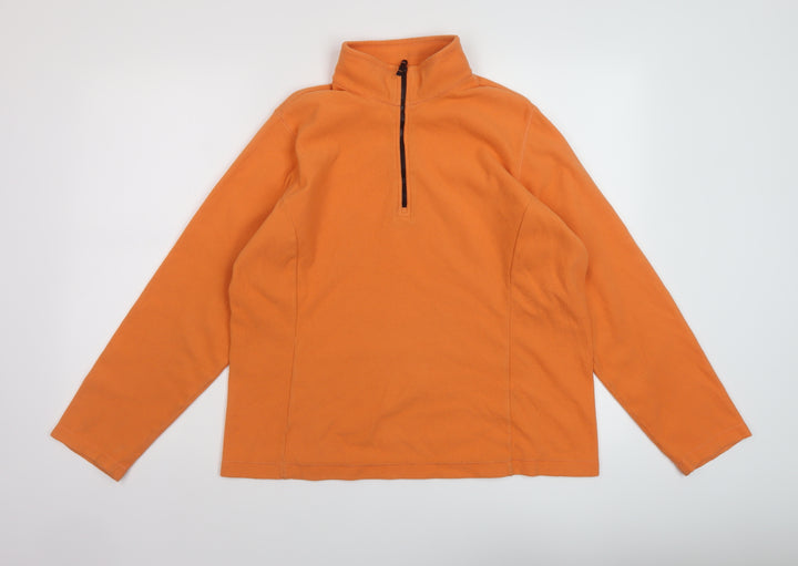 Land's End Womens Orange Polyester Pullover Sweatshirt Size 10 Zip