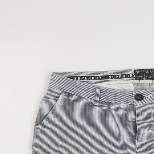 Superdry Womens Blue Striped Cotton Bermuda Shorts Size 8 L10 in Regular Button