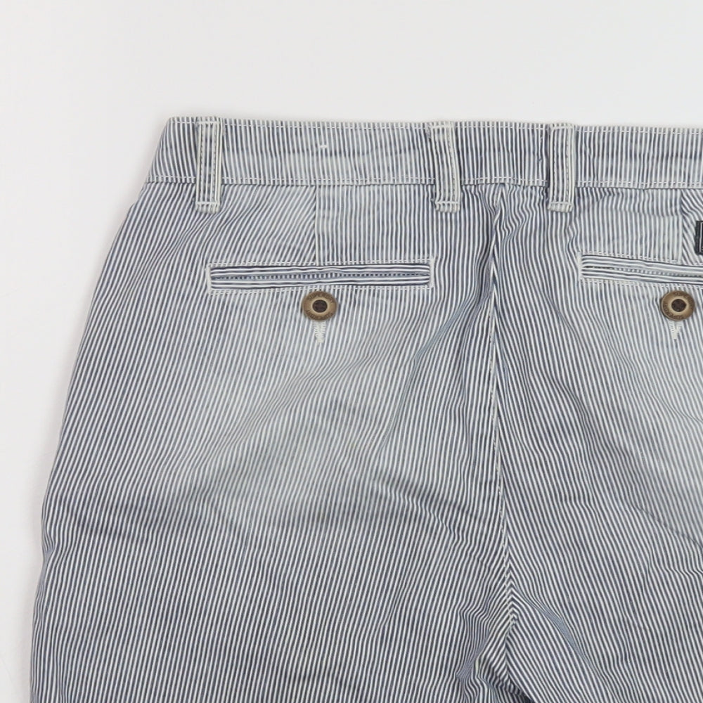 Superdry Womens Blue Striped Cotton Bermuda Shorts Size 8 L10 in Regular Button