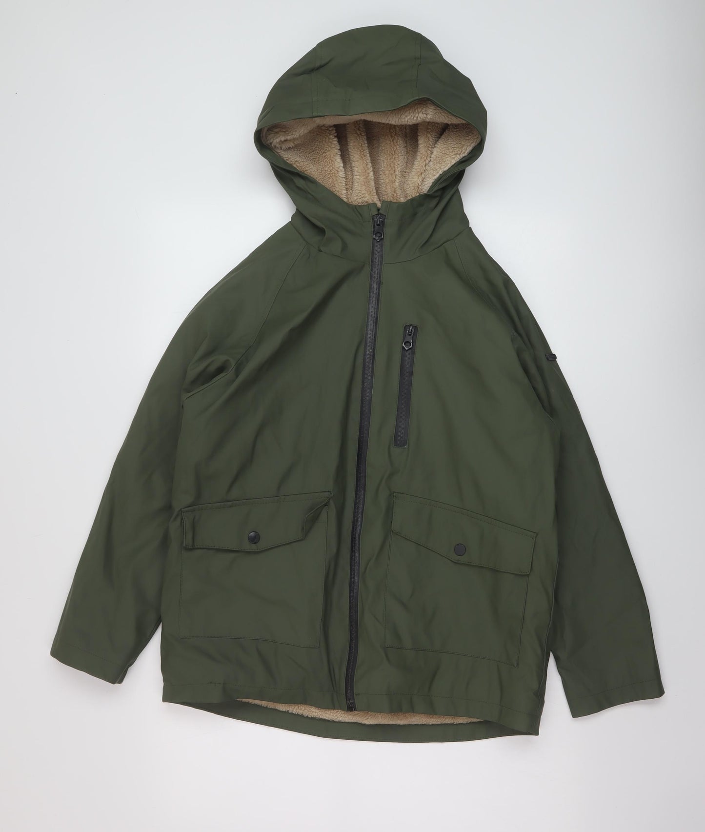 Zara Boys Green Rain Coat Coat Size 11-12 Years Zip