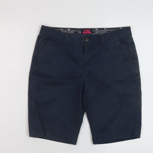 Suprdry Womens Blue Cotton Chino Shorts Size XS L10 in Regular Button