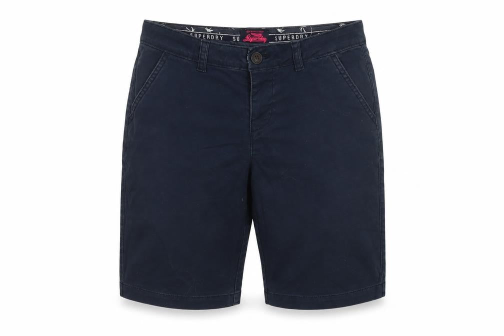 Suprdry Womens Blue Cotton Chino Shorts Size XS L10 in Regular Button