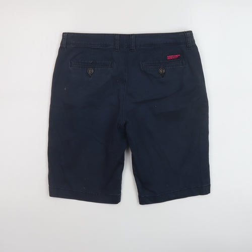 Suprdry Womens Blue Cotton Chino Shorts Size XS L10 in Regular Button