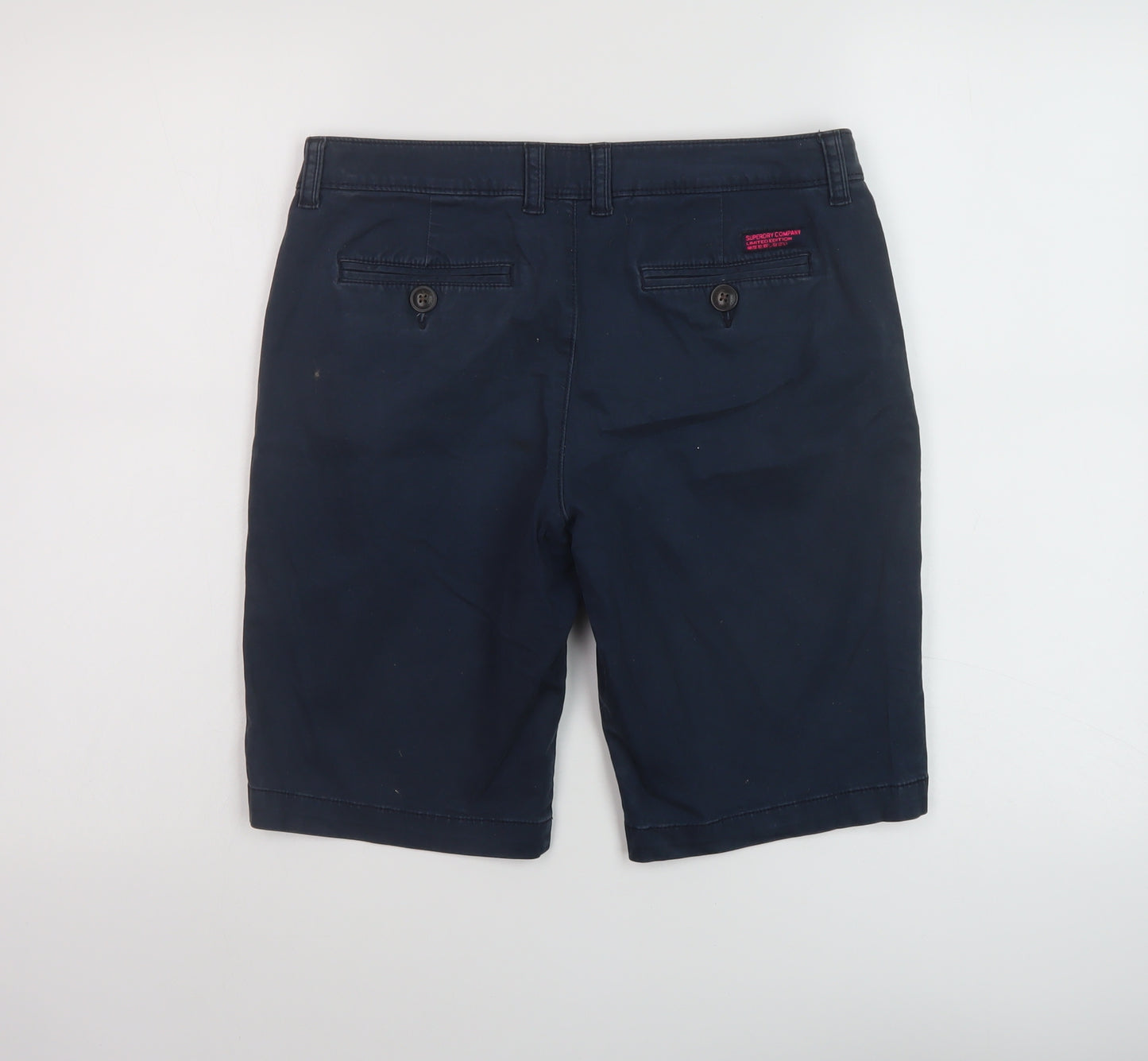 Suprdry Womens Blue Cotton Chino Shorts Size XS L10 in Regular Button