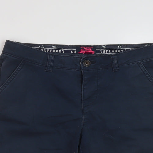 Suprdry Womens Blue Cotton Chino Shorts Size XS L10 in Regular Button