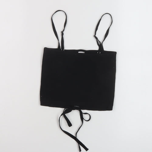 Bershka Womens Black Polyamide Cropped Tank Size M Square Neck