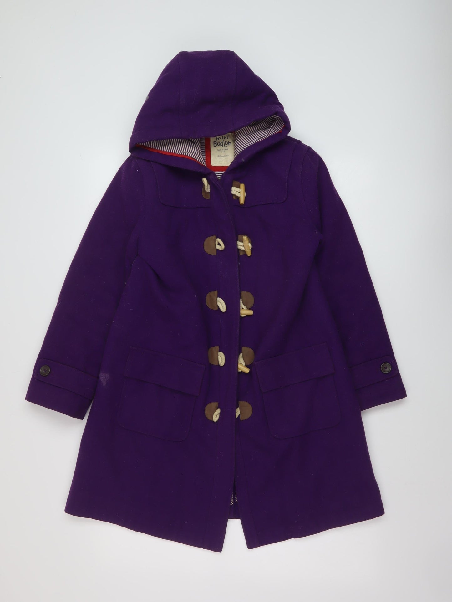 Boden Girls Purple Overcoat Coat Size 11-12 Years Zip