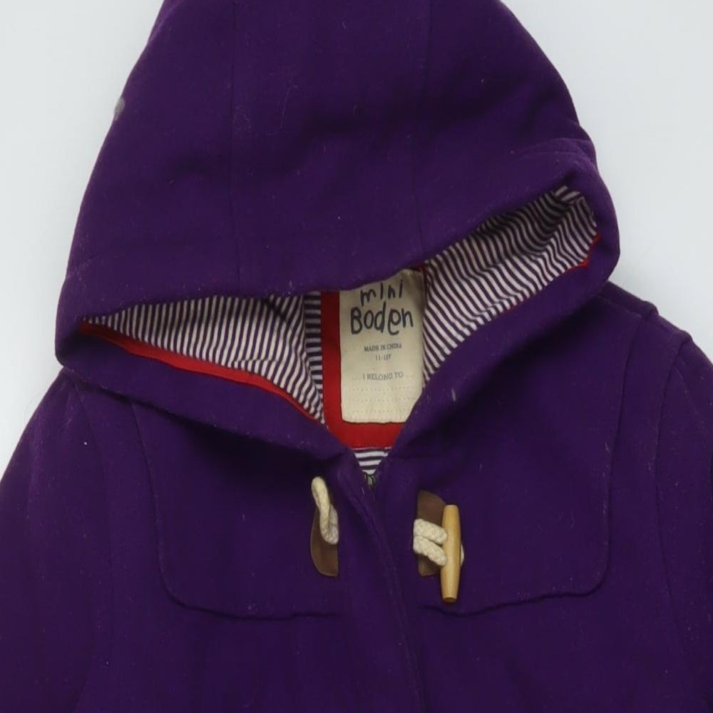 Boden Girls Purple Overcoat Coat Size 11-12 Years Zip