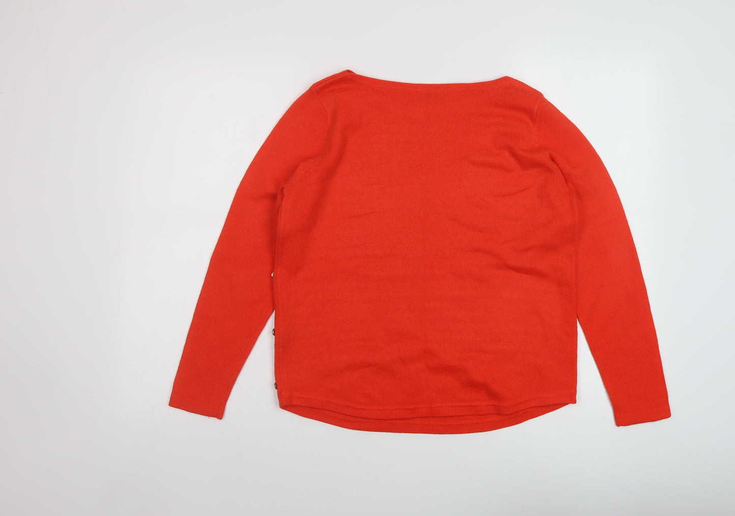 M&Co Womens Red Round Neck Acrylic Pullover Jumper Size 12