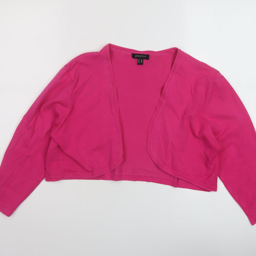 Pomodoro Womens Pink V-Neck Cotton Shrug Jumper Size 16