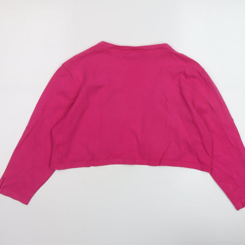 Pomodoro Womens Pink V-Neck Cotton Shrug Jumper Size 16