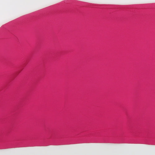 Pomodoro Womens Pink V-Neck Cotton Shrug Jumper Size 16