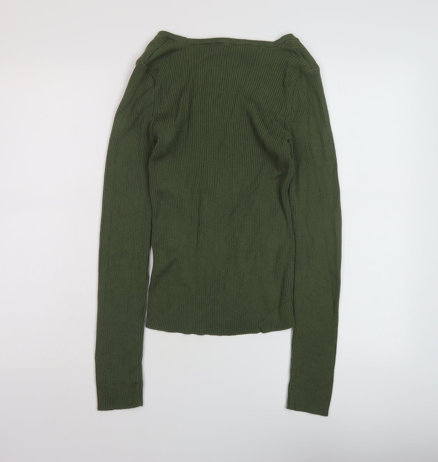 NA-KD Womens Green V-Neck Acrylic Pullover Jumper Size XS