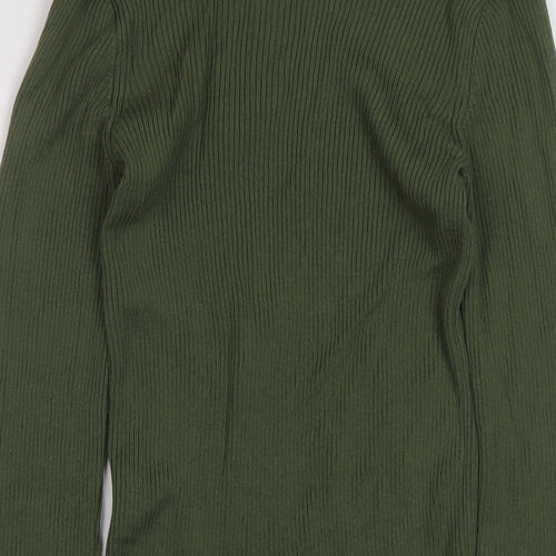 NA-KD Womens Green V-Neck Acrylic Pullover Jumper Size XS