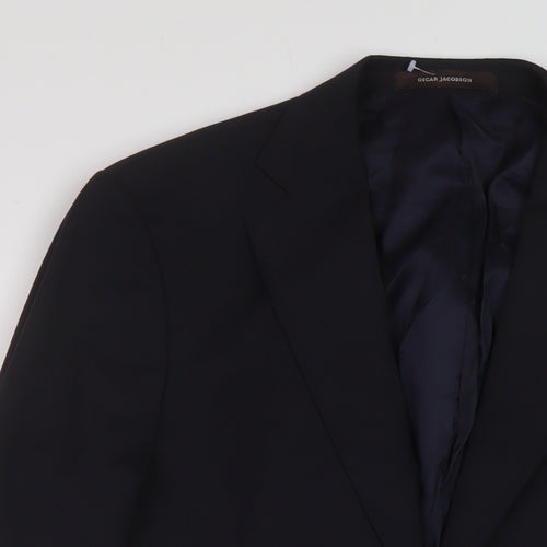 Oscar Jacobson Mens Black Polyester Jacket Suit Jacket Size 42 Regular