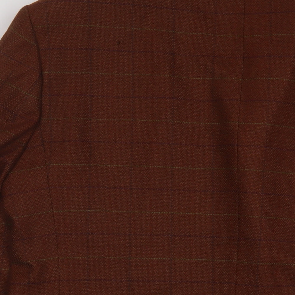 Ferkinghoff Mens Brown Plaid Wool Jacket Suit Jacket Size 44 Regular