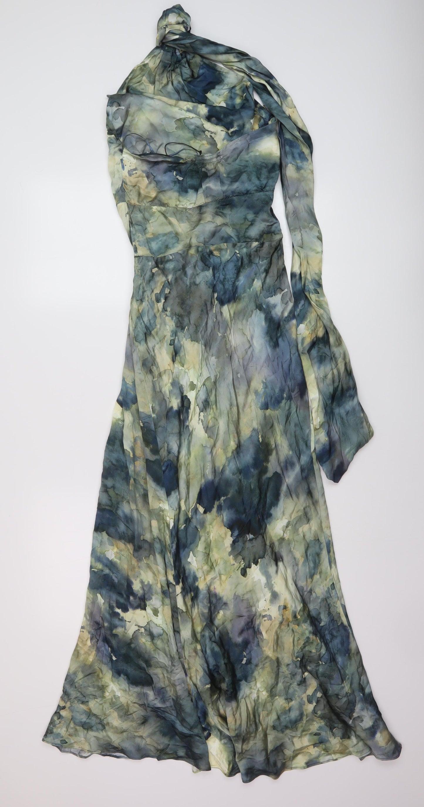 Zara Womens Multicoloured Geometric Viscose A-Line Size S Halter Zip