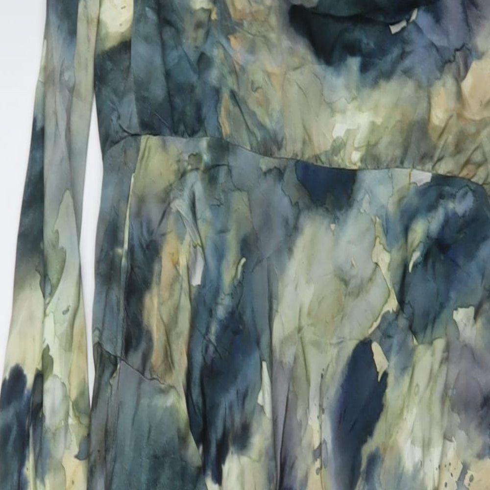 Zara Womens Multicoloured Geometric Viscose A-Line Size S Halter Zip