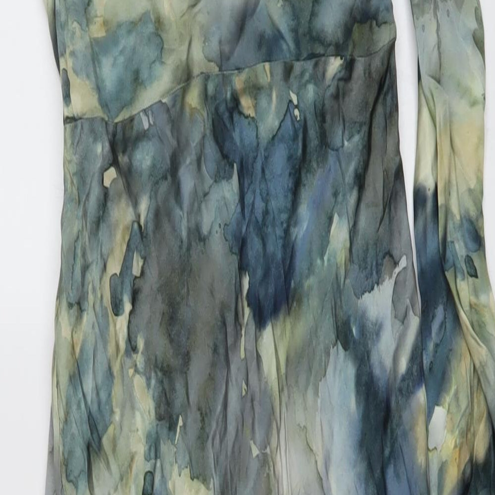 Zara Womens Multicoloured Geometric Viscose A-Line Size S Halter Zip