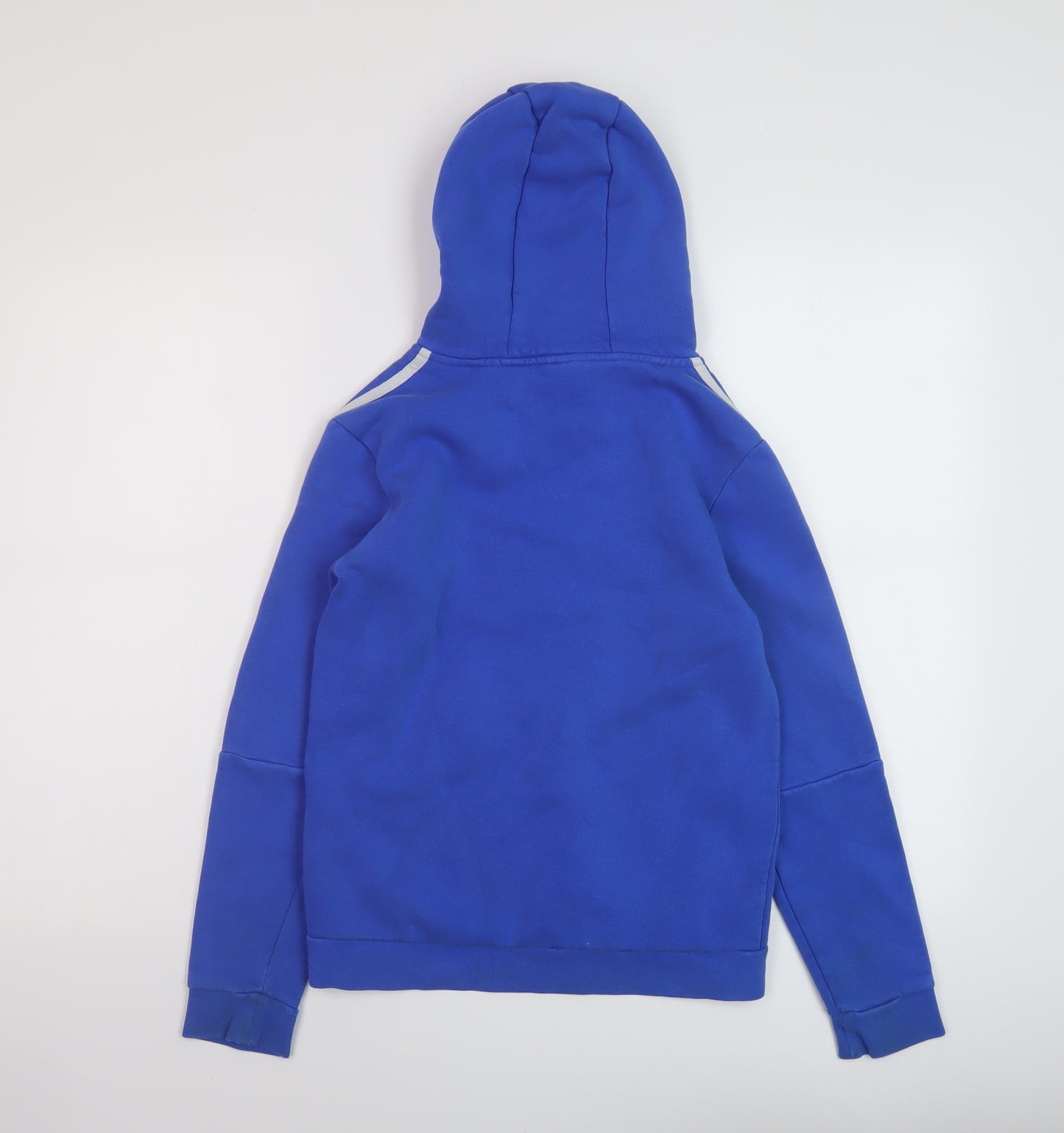 adidas Boys Blue Cotton Pullover Hoodie Size 11-12 Years Pullover