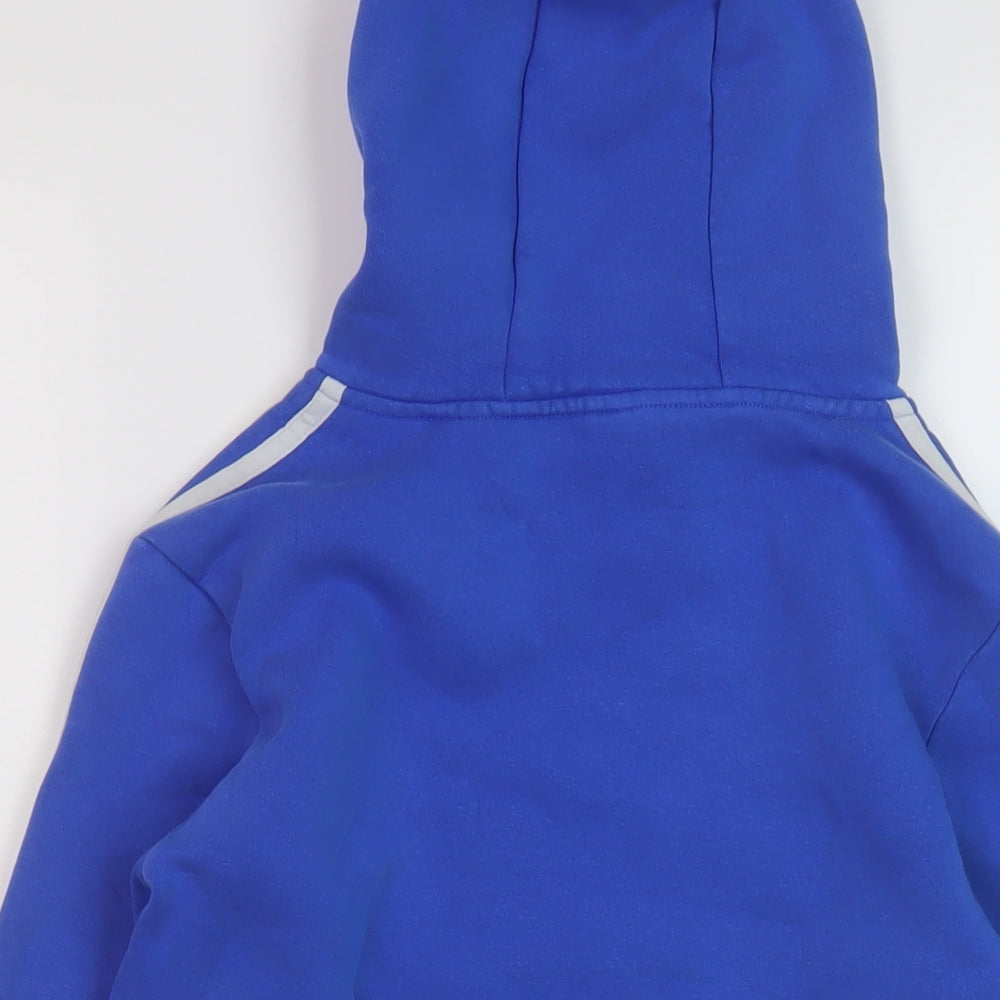 adidas Boys Blue Cotton Pullover Hoodie Size 11-12 Years Pullover