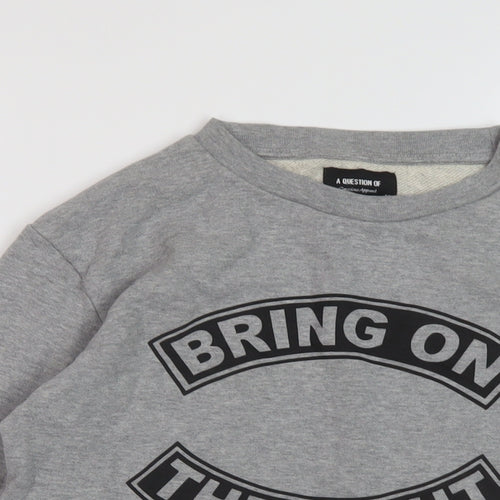 A Question Of Womens Grey Cotton Pullover Sweatshirt Size M Pullover