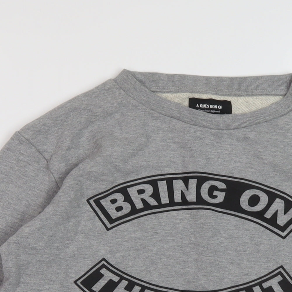 A Question Of Womens Grey Cotton Pullover Sweatshirt Size M Pullover