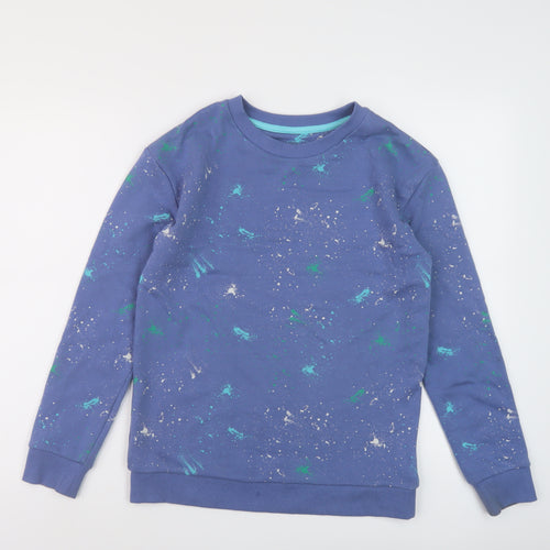 Marks and Spencer Boys Blue Geometric Cotton Pullover Sweatshirt Size 12-13 Years Pullover