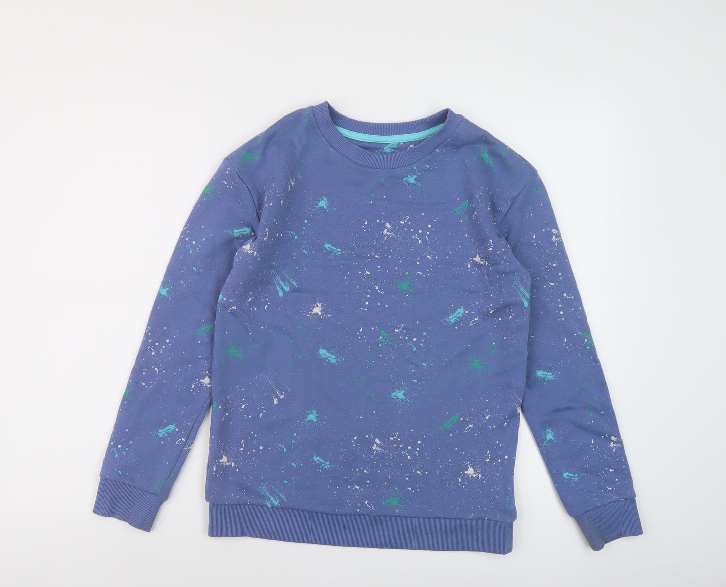 Marks and Spencer Boys Blue Geometric Cotton Pullover Sweatshirt Size 12-13 Years Pullover