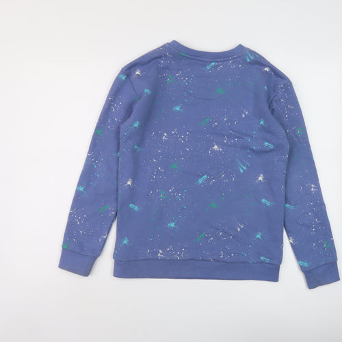 Marks and Spencer Boys Blue Geometric Cotton Pullover Sweatshirt Size 12-13 Years Pullover