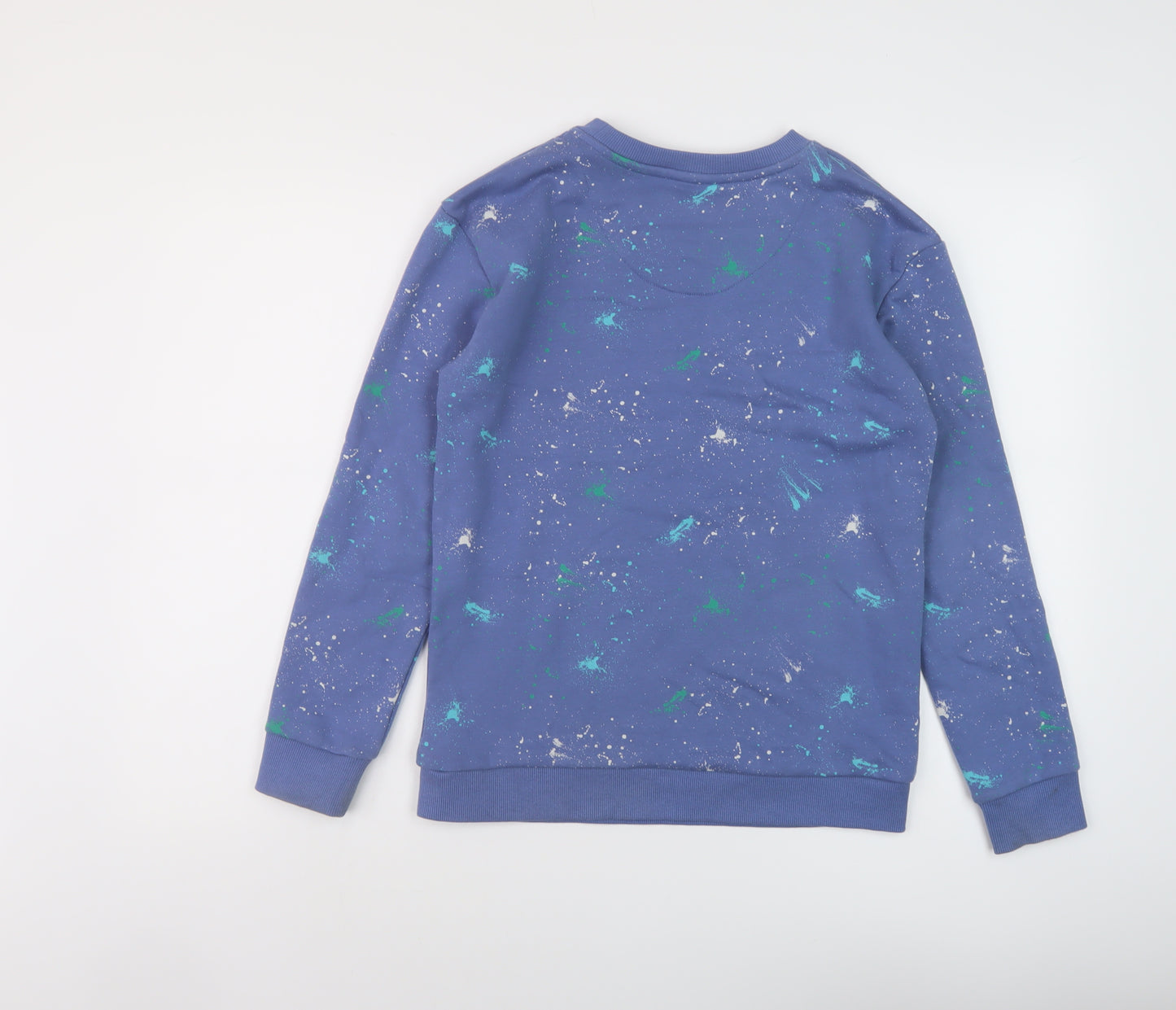 Marks and Spencer Boys Blue Geometric Cotton Pullover Sweatshirt Size 12-13 Years Pullover