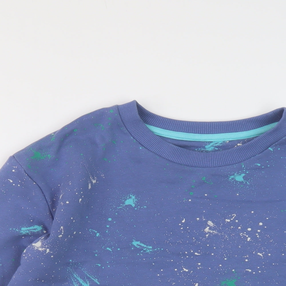 Marks and Spencer Boys Blue Geometric Cotton Pullover Sweatshirt Size 12-13 Years Pullover