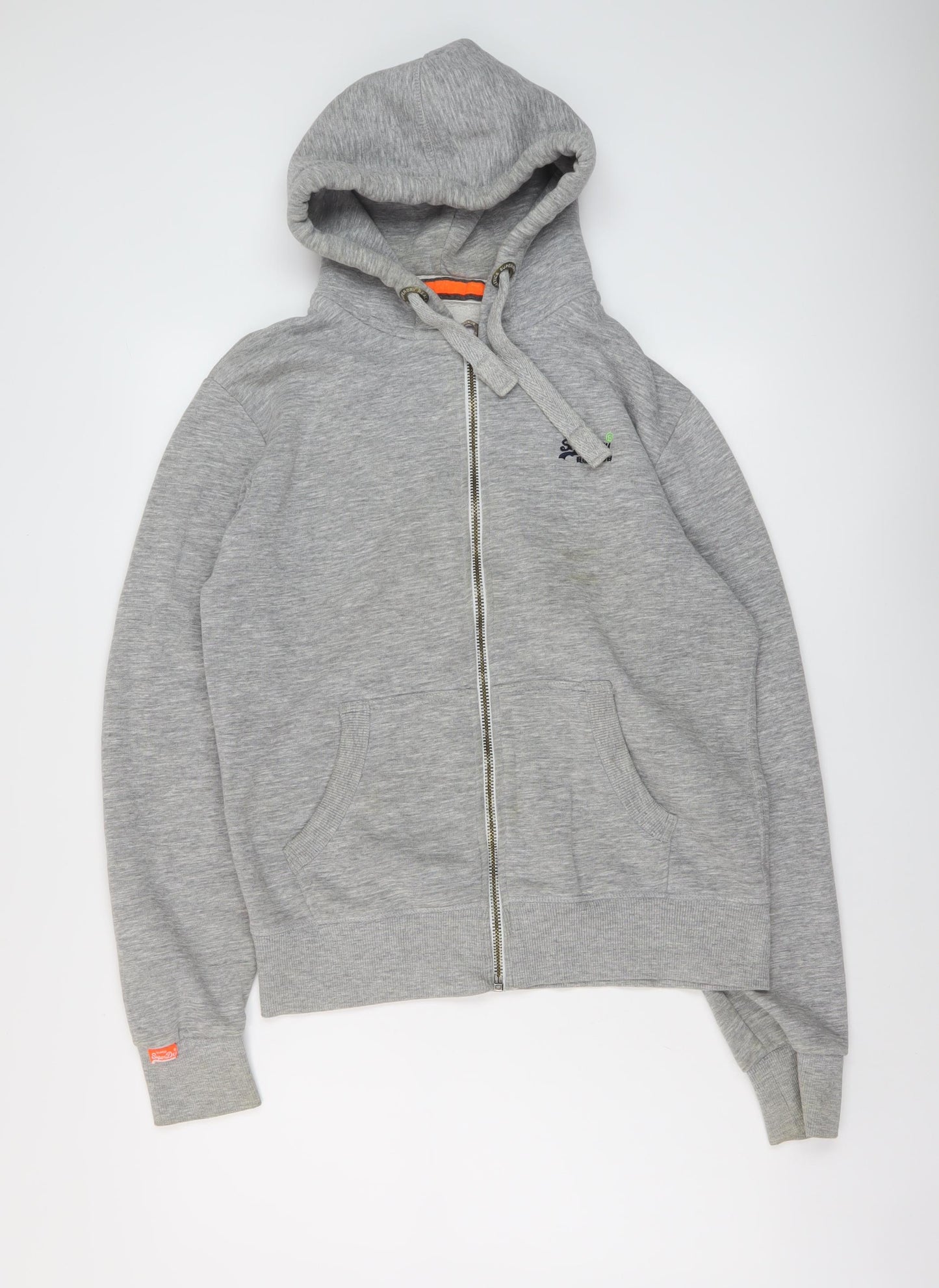 Superdry Mens Grey Cotton Full Zip Hoodie Size L