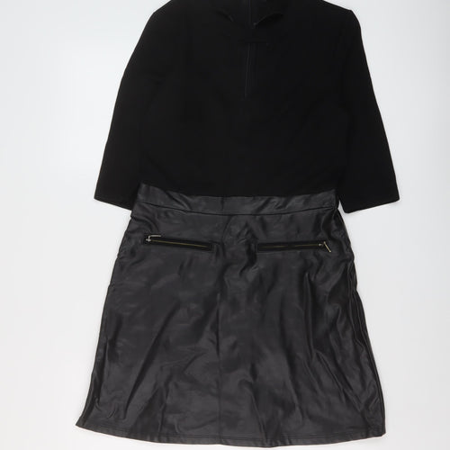 River Island Womens Black Viscose Mini Size 8 Round Neck Zip