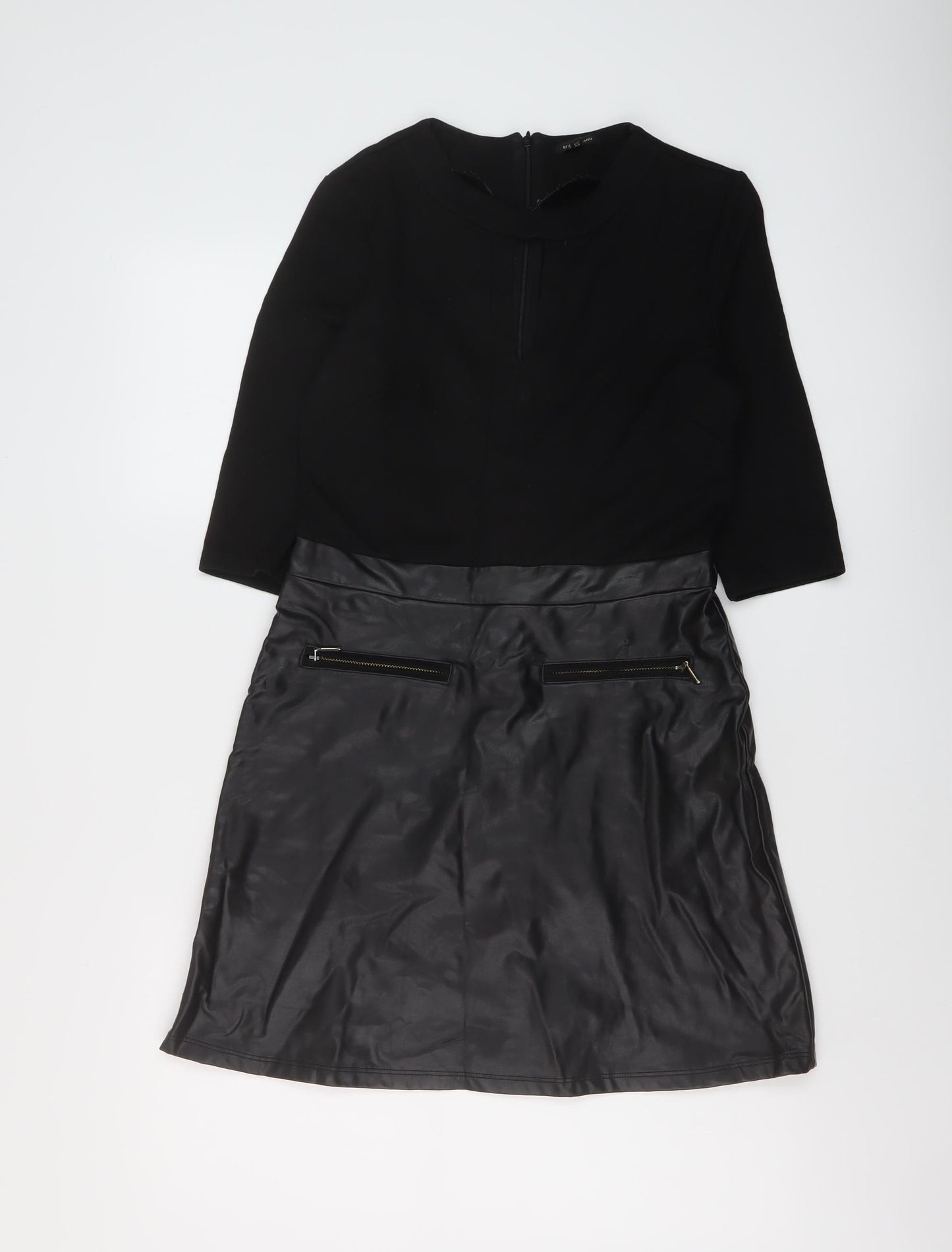 River Island Womens Black Viscose Mini Size 8 Round Neck Zip